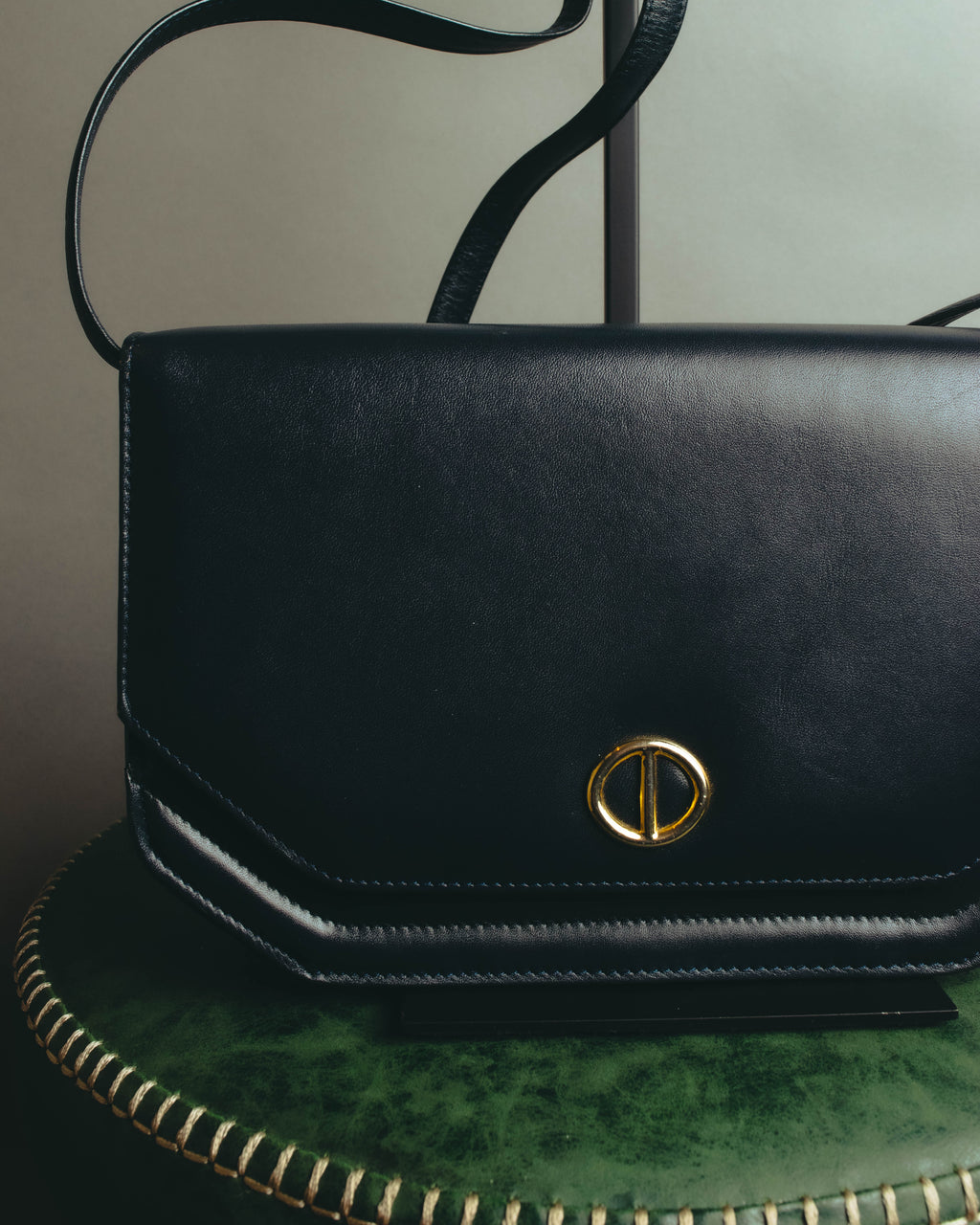 "Christian Dior" 80's-90's Glossy leather flap shoulder bag