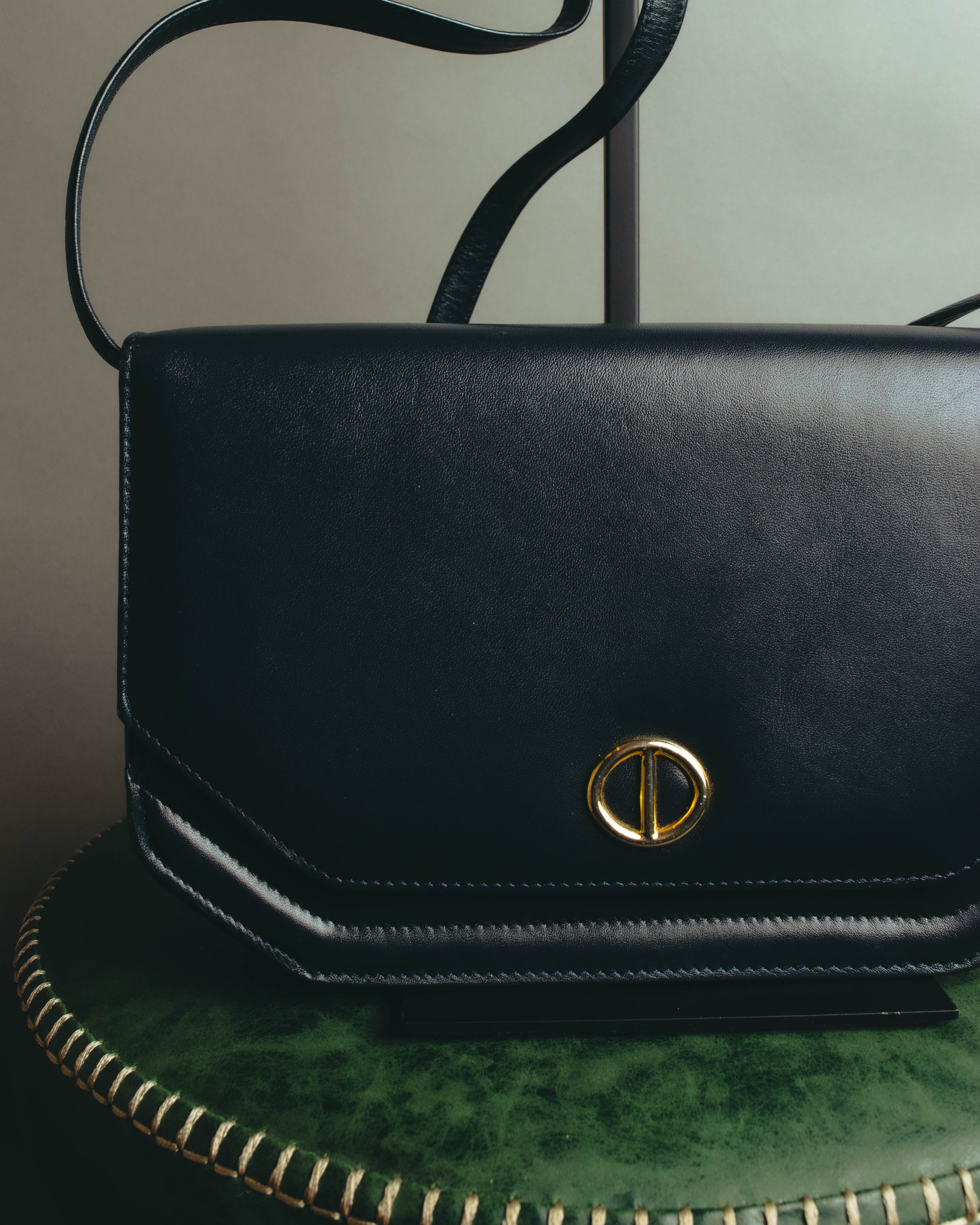 "Christian Dior" 80's-90's Glossy leather flap shoulder bag