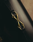 "GUCCI" 70's-80's Black leather bucket shoulder bag