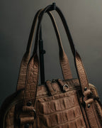 "Miu Miu" 90's-00's Croc embossed leather shoulder bag
