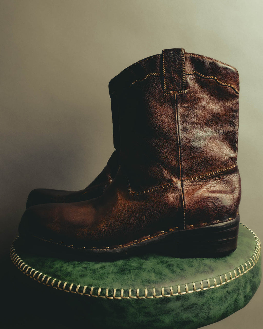 "Emporio Armani" Richly patinated leather western boots