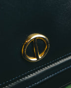 "Christian Dior" 80's-90's Glossy leather flap shoulder bag