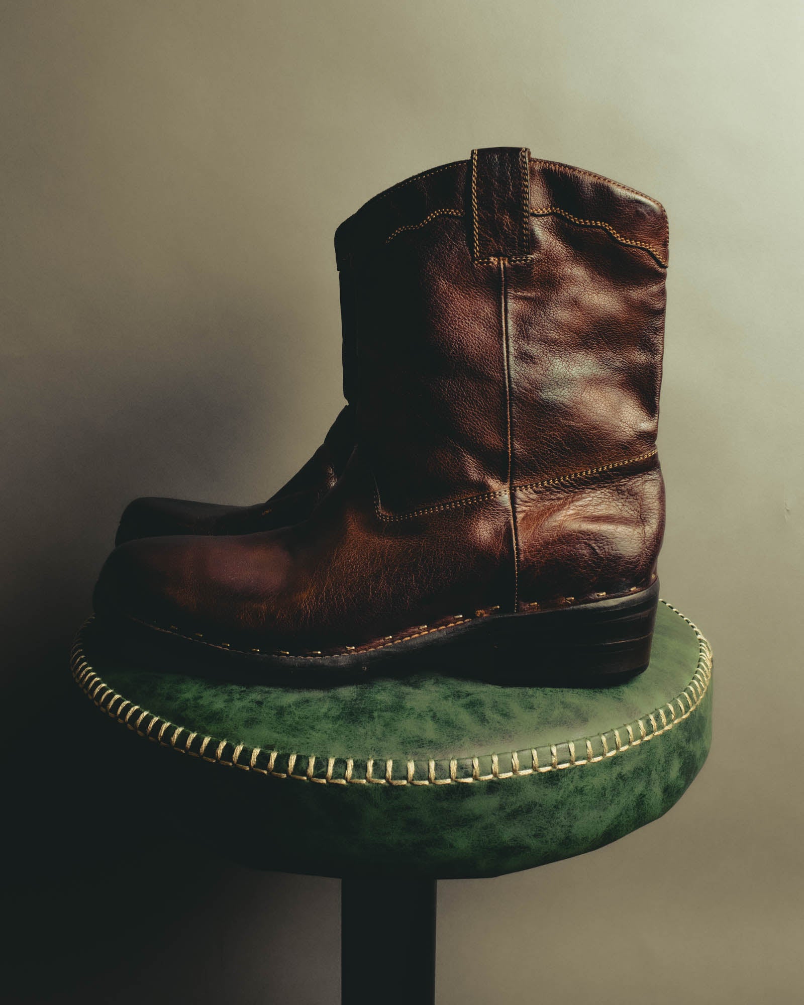 "Emporio Armani" Richly patinated leather western boots
