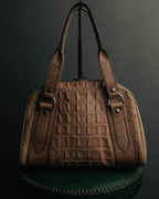 "Miu Miu" 90's-00's Croc embossed leather shoulder bag