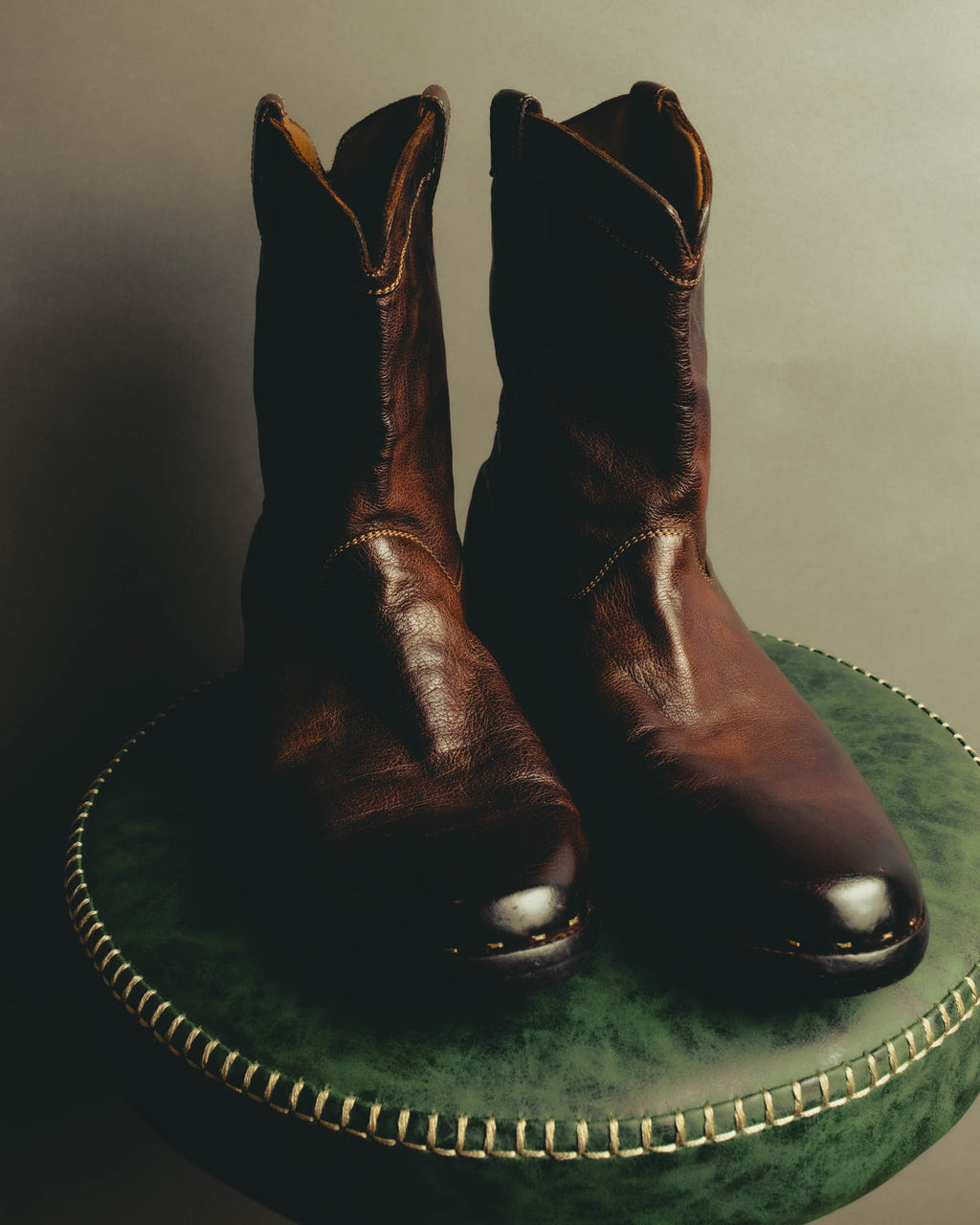 "Emporio Armani" Richly patinated leather western boots