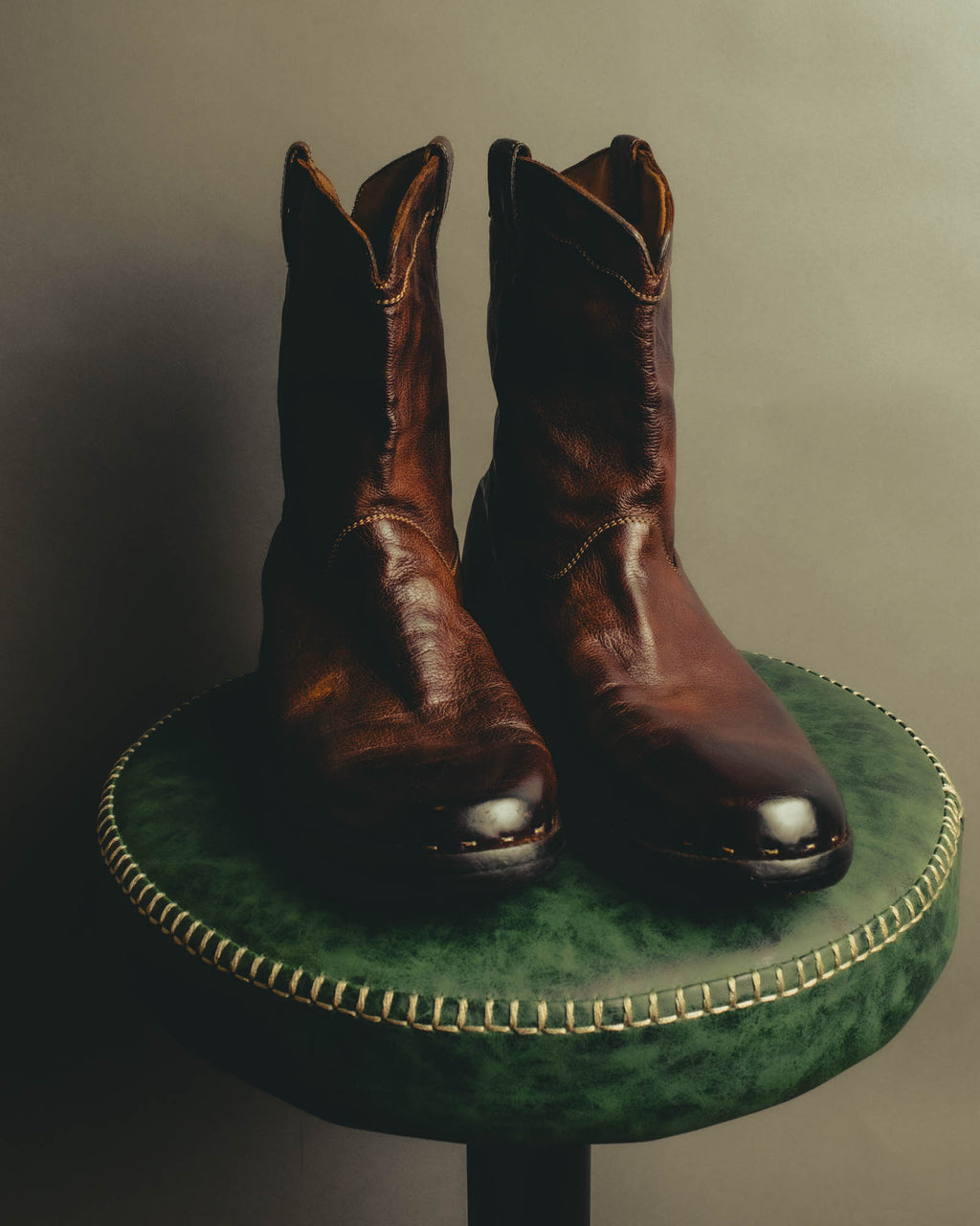 "Emporio Armani" Richly patinated leather western boots