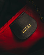 "GUCCI" 70's-80's Black leather bucket shoulder bag