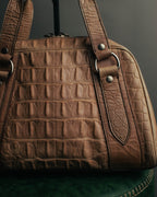 "Miu Miu" 90's-00's Croc embossed leather shoulder bag