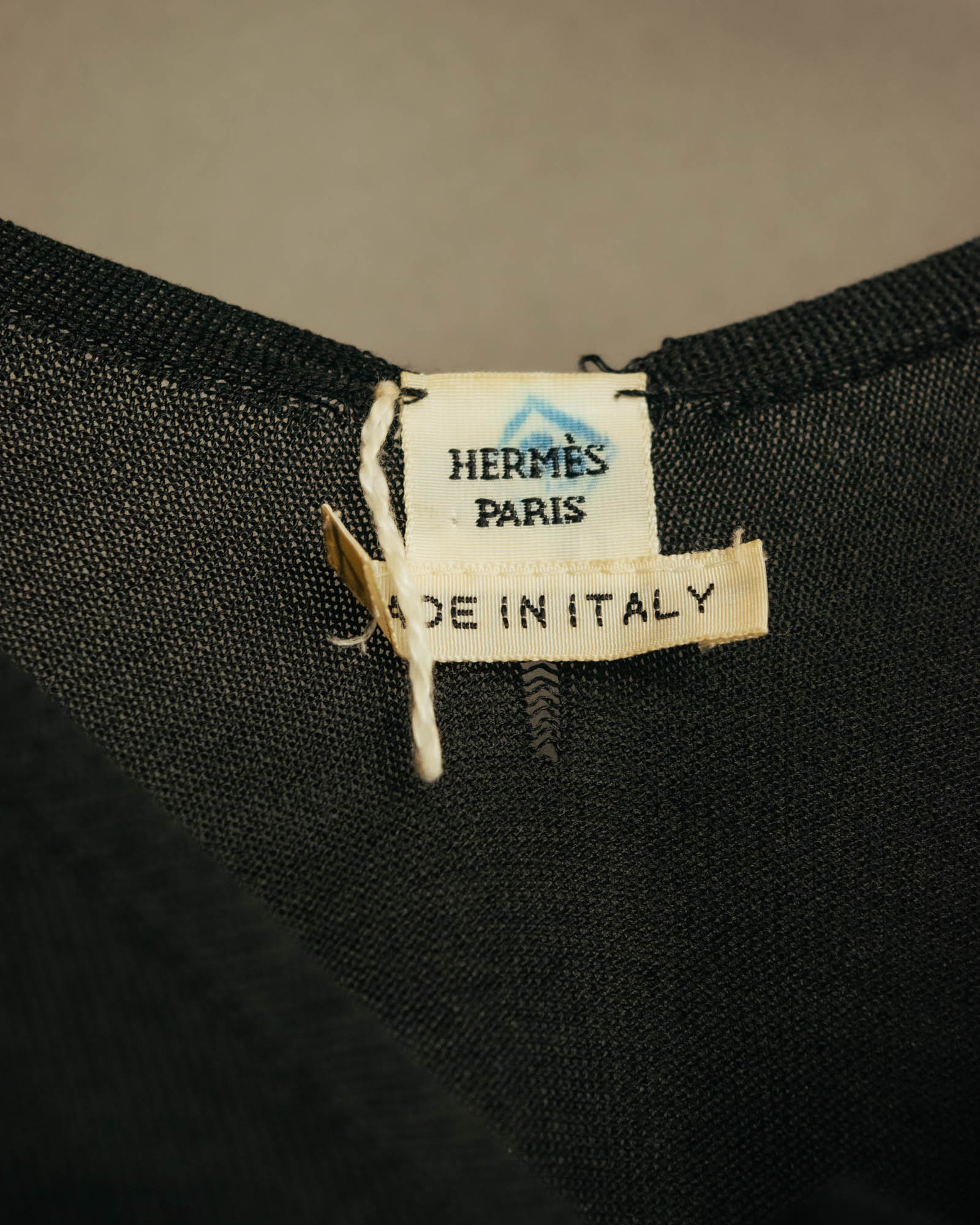 “HERMÈS” 90’s-00’s Lace panel silk cotton knit top