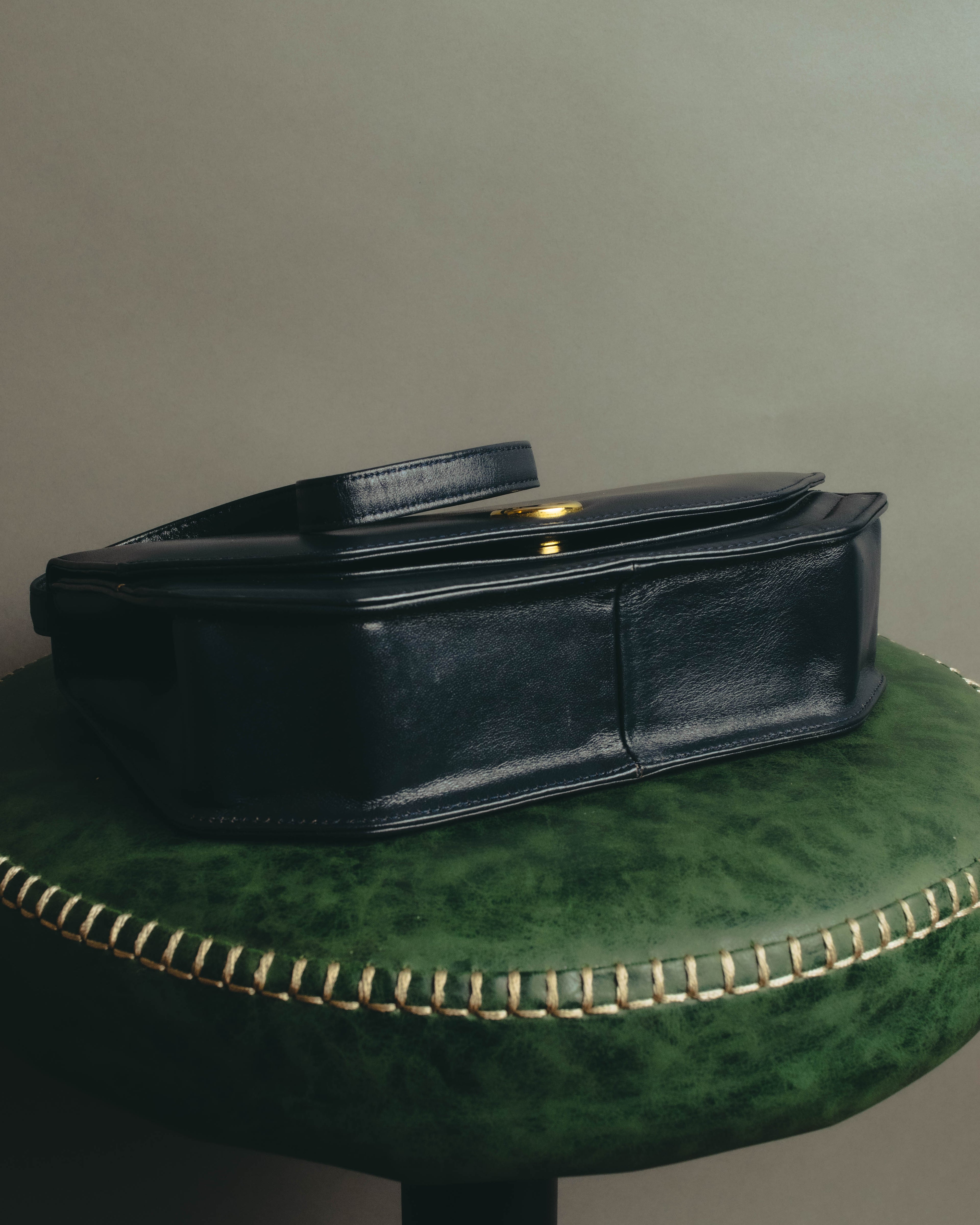 "Christian Dior" 80's-90's Glossy leather flap shoulder bag