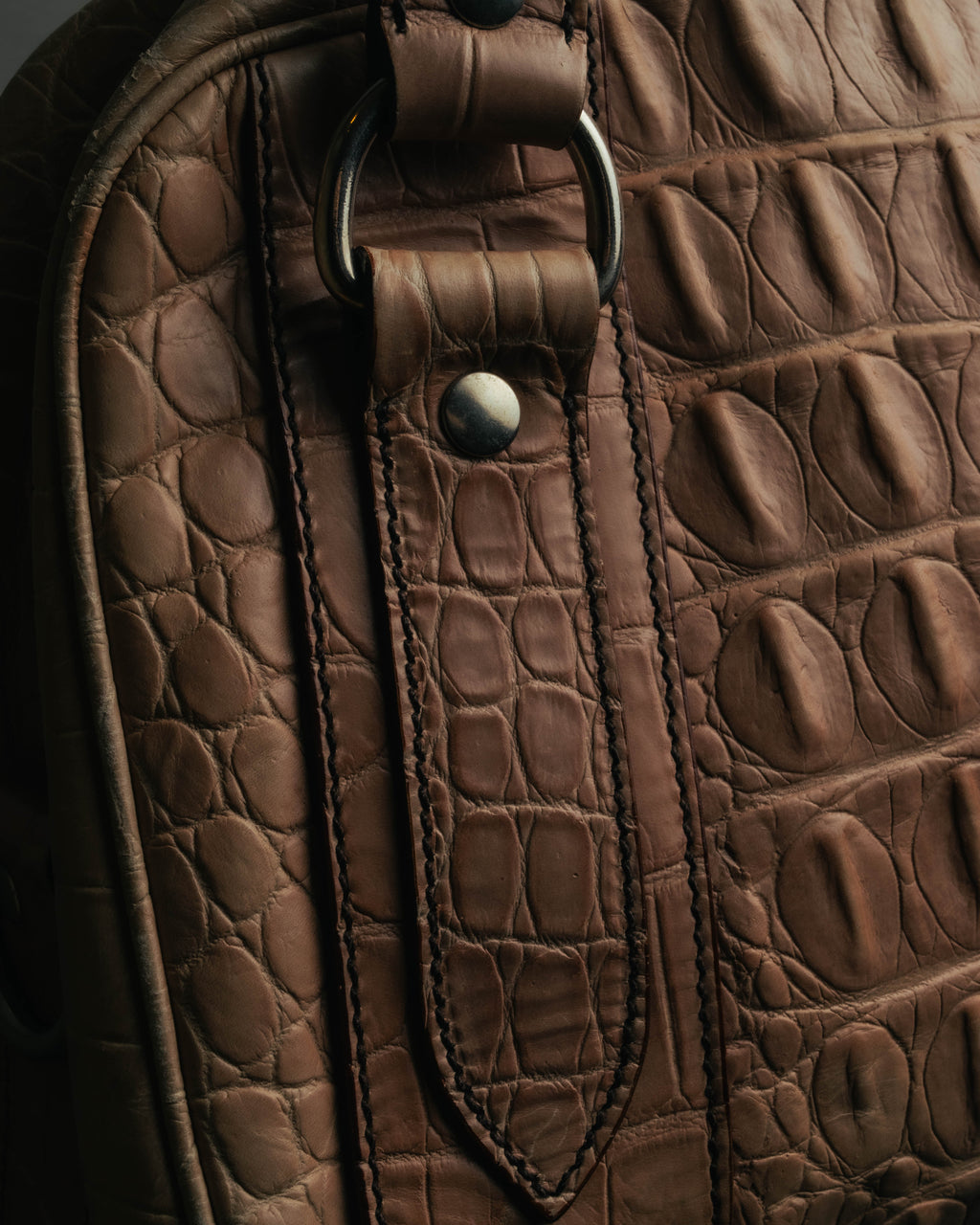 "Miu Miu" 90's-00's Croc embossed leather shoulder bag