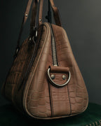 "Miu Miu" 90's-00's Croc embossed leather shoulder bag