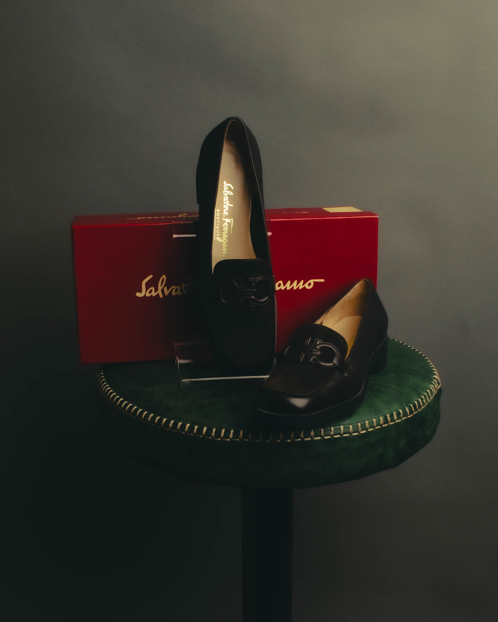 "Salvatore Ferragamo" 90's Chunky suede bit loafers