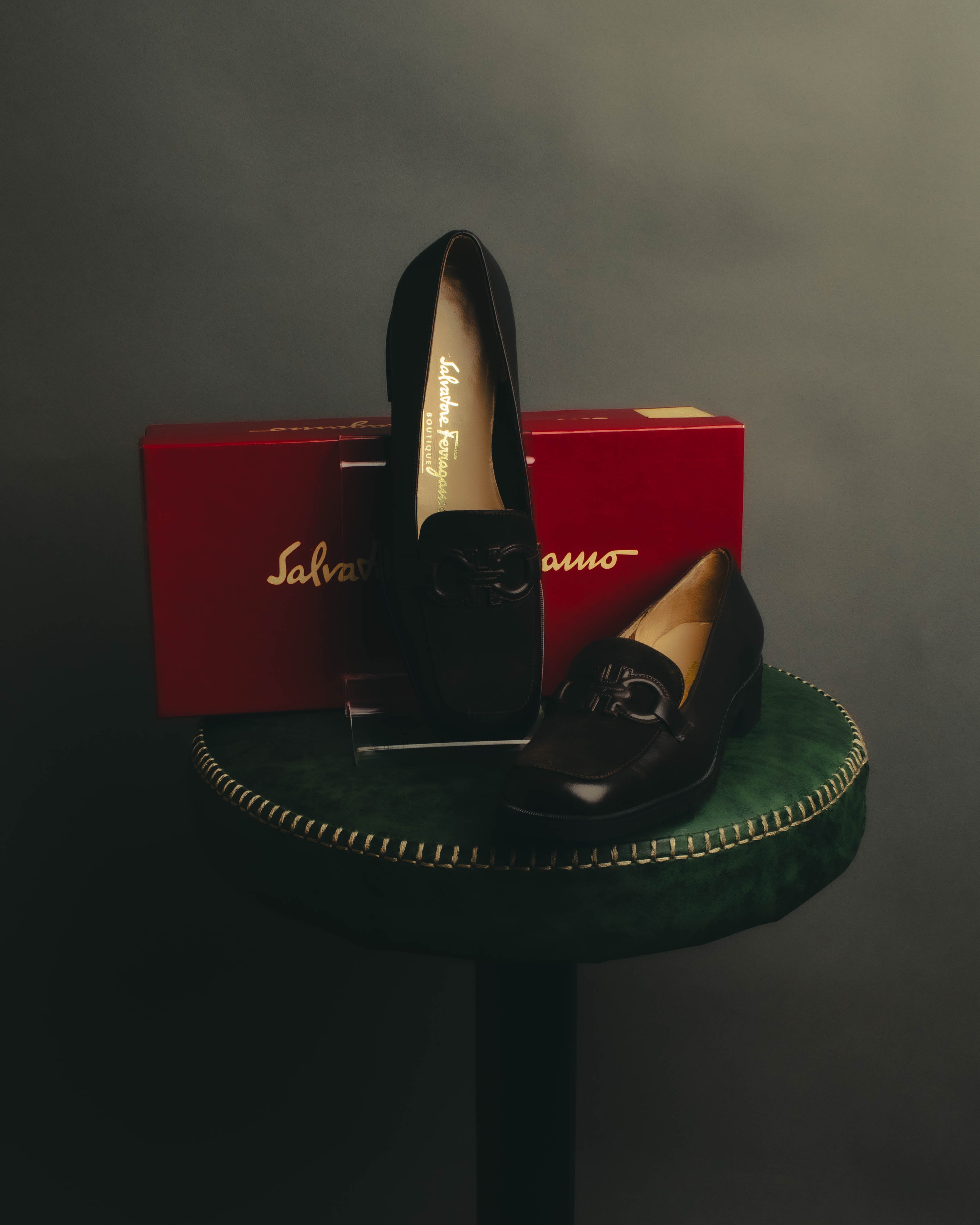 "Salvatore Ferragamo" 90's Chunky suede bit loafers