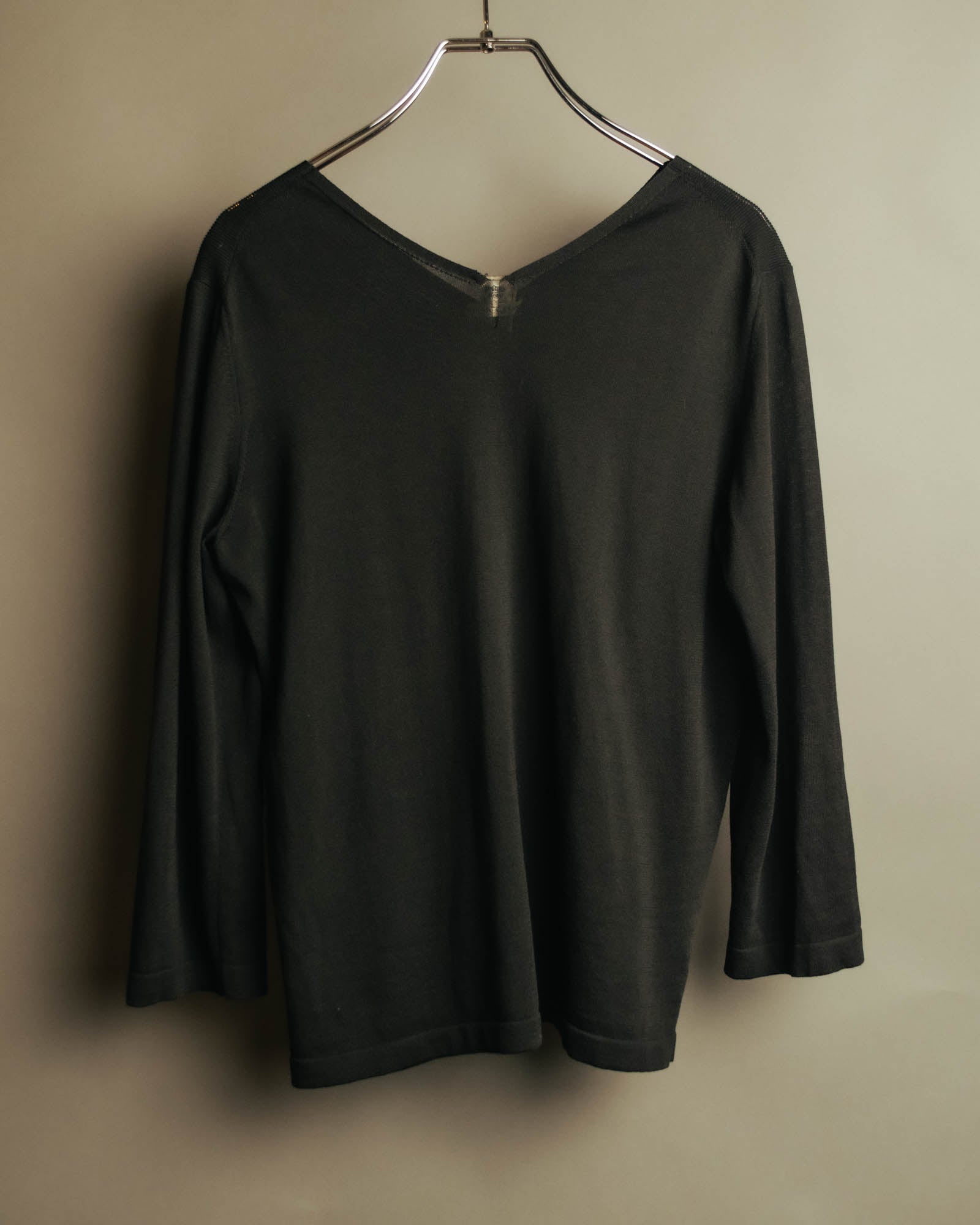 “HERMÈS” 90’s-00’s Lace panel silk cotton knit top