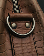 "Miu Miu" 90's-00's Croc embossed leather shoulder bag