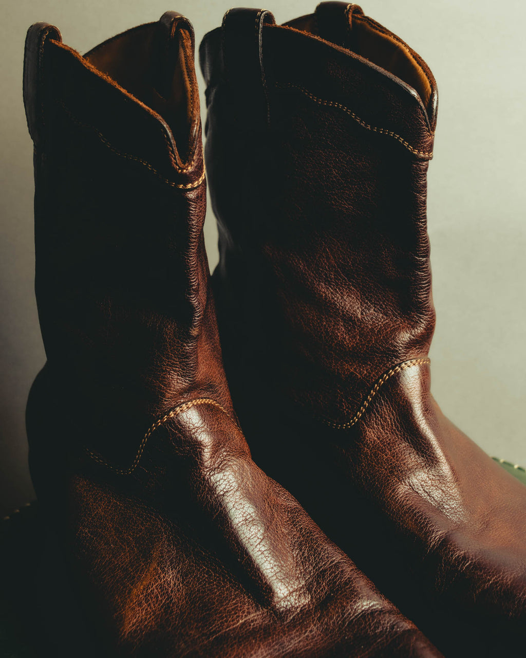 "Emporio Armani" Richly patinated leather western boots