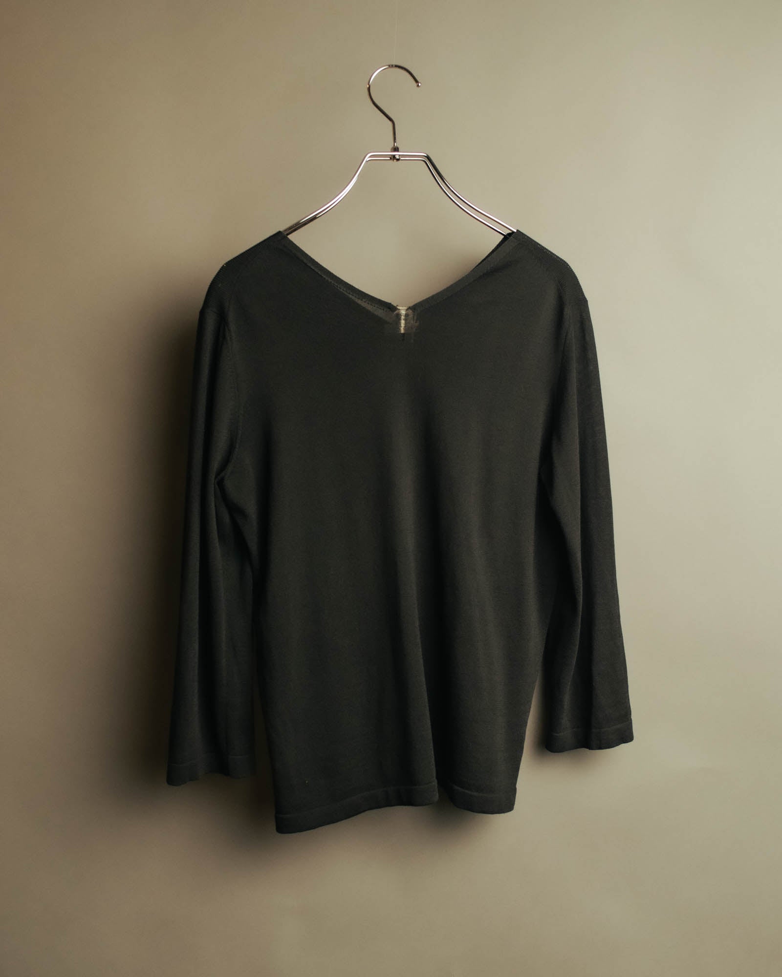 “HERMÈS” 90’s-00’s Lace panel silk cotton knit top