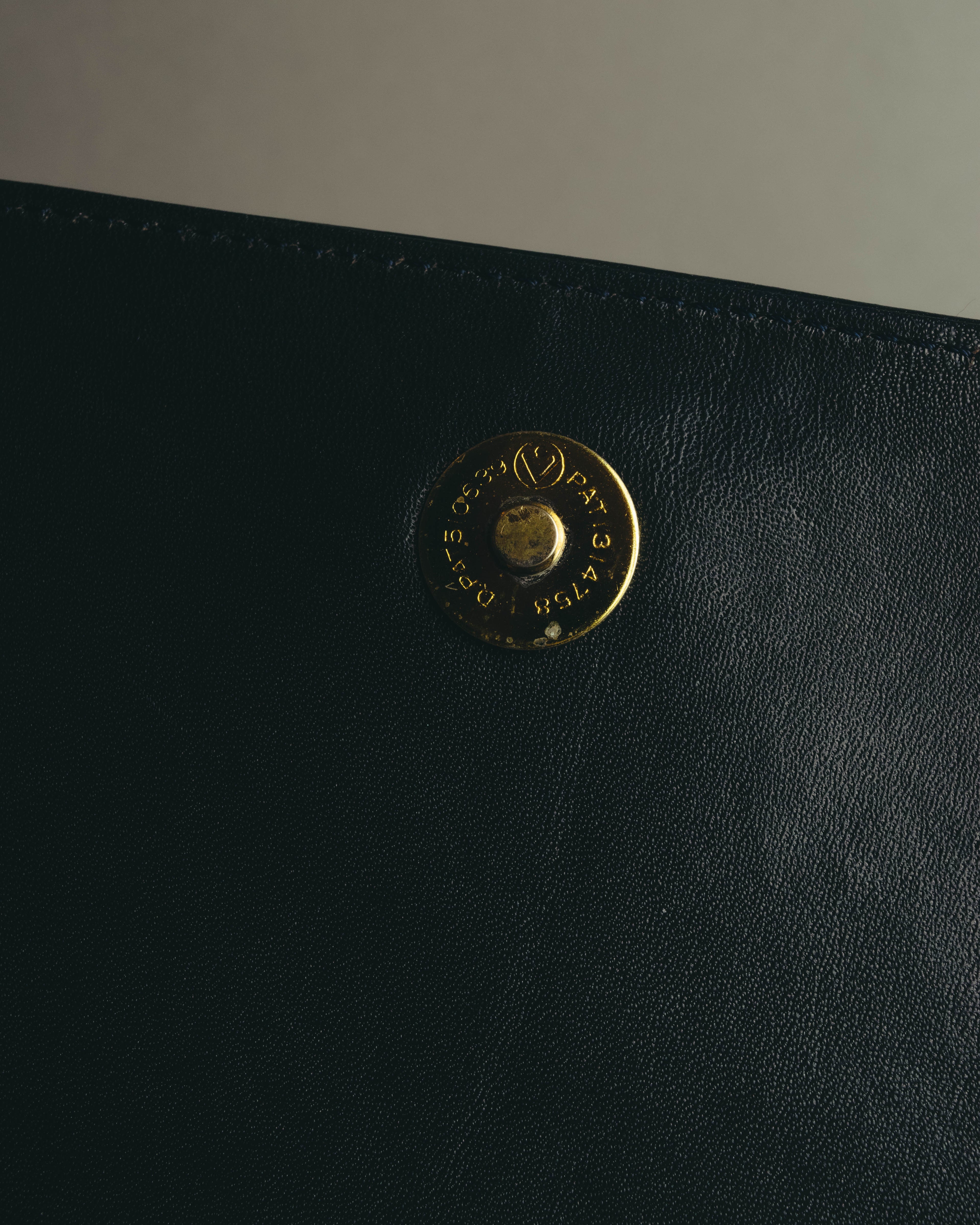 "Christian Dior" 80's-90's Glossy leather flap shoulder bag