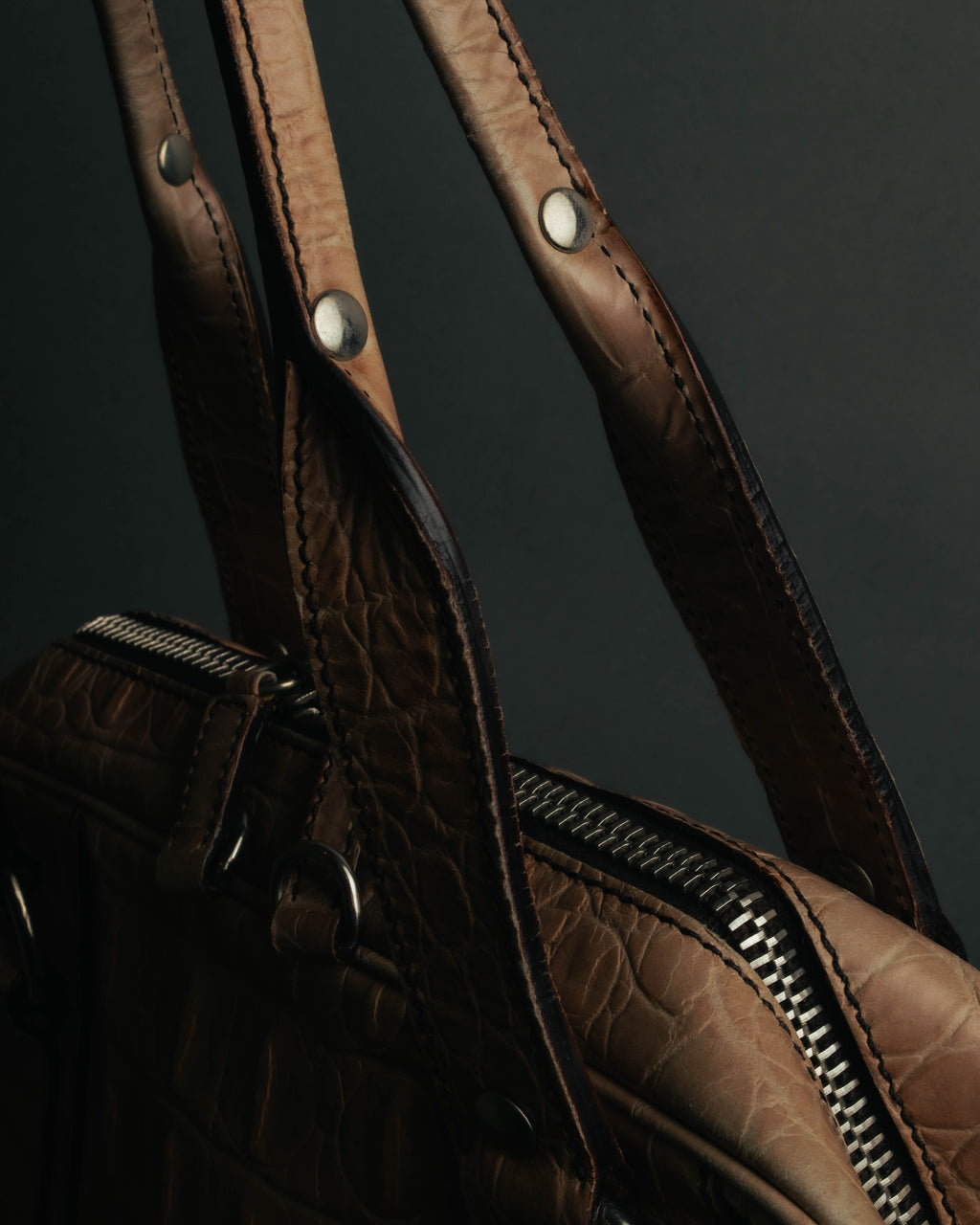 "Miu Miu" 90's-00's Croc embossed leather shoulder bag