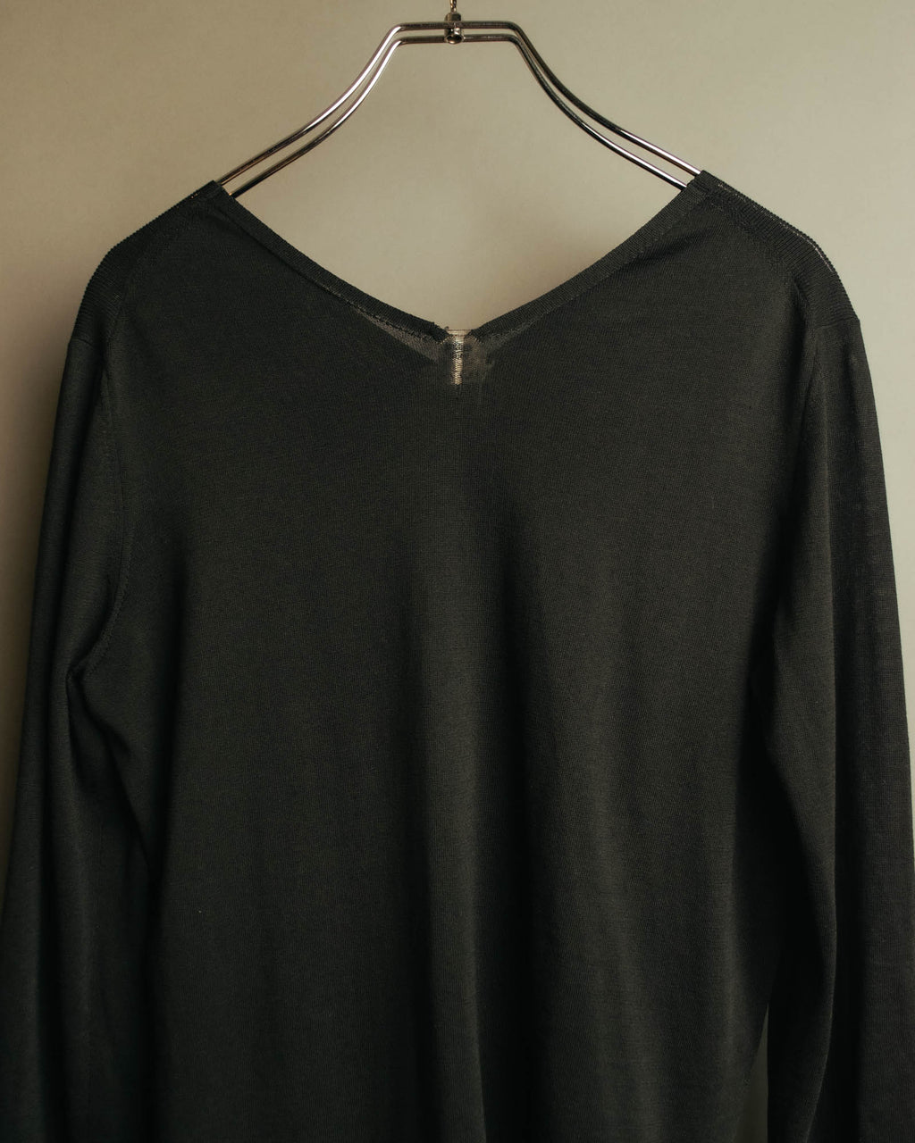 “HERMÈS” 90’s-00’s Lace panel silk cotton knit top