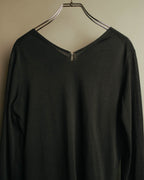 “HERMÈS” 90’s-00’s Lace panel silk cotton knit top