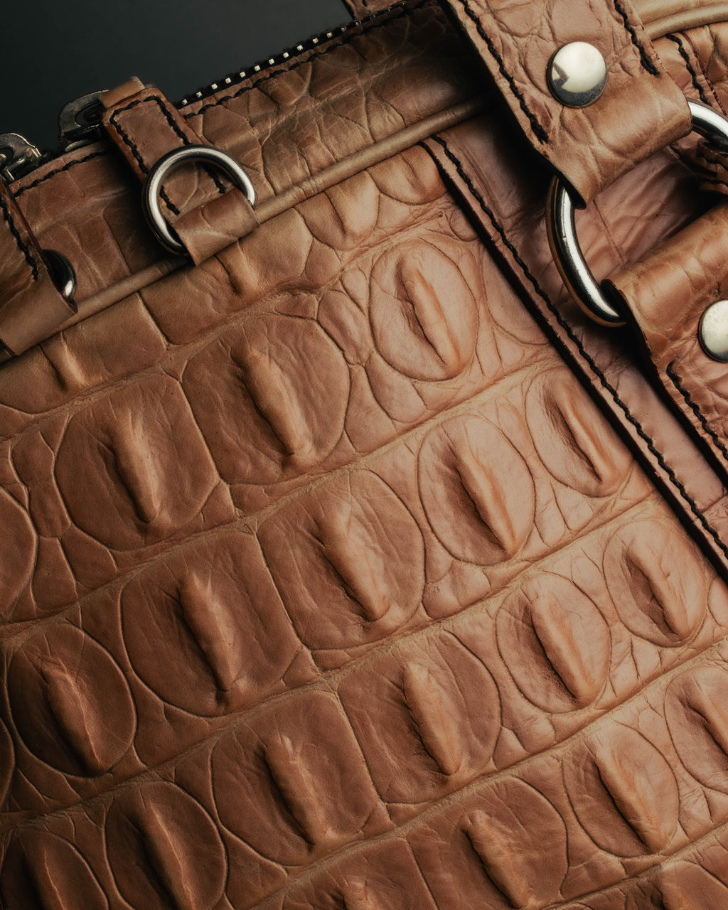 "Miu Miu" 90's-00's Croc embossed leather shoulder bag