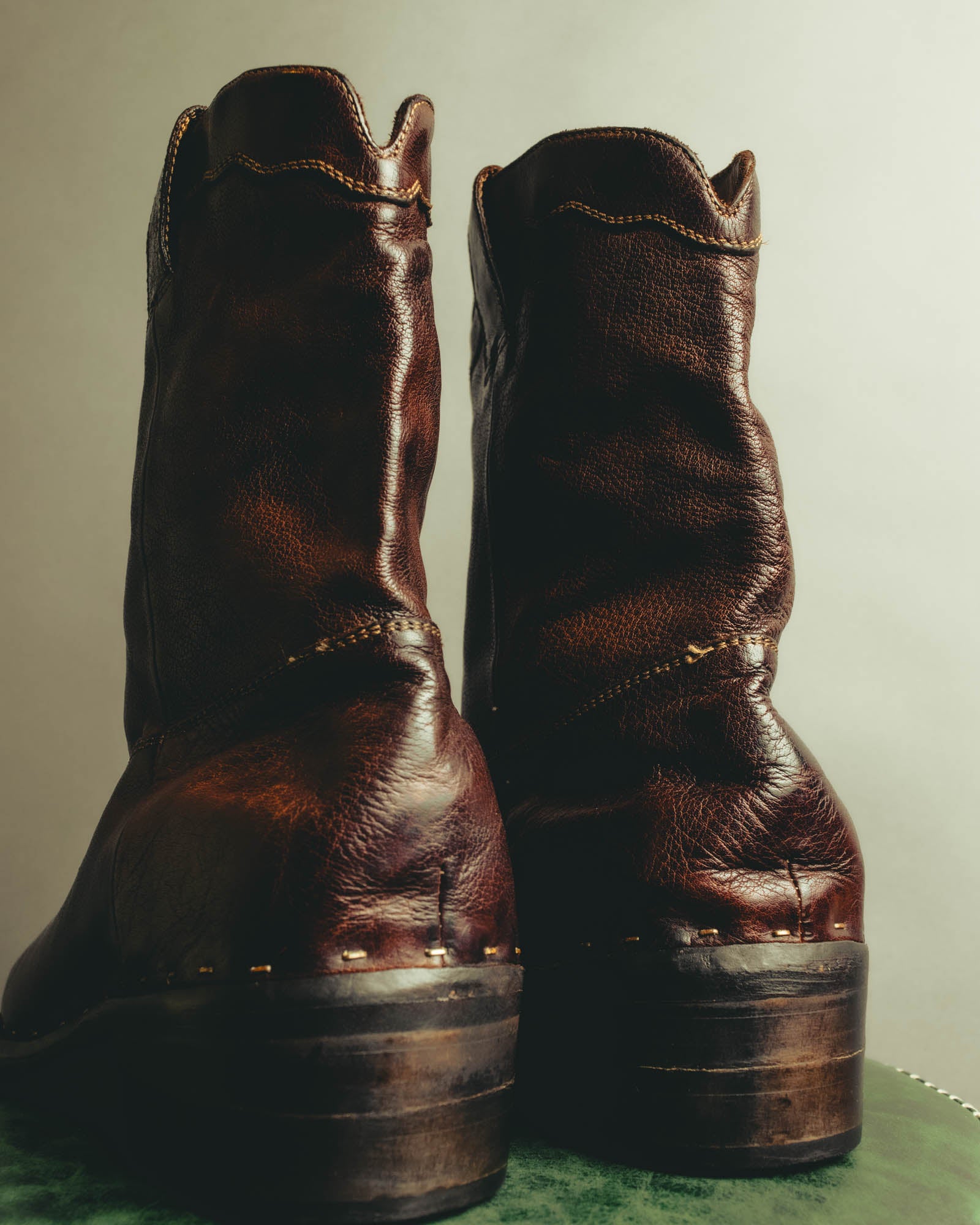"Emporio Armani" Richly patinated leather western boots