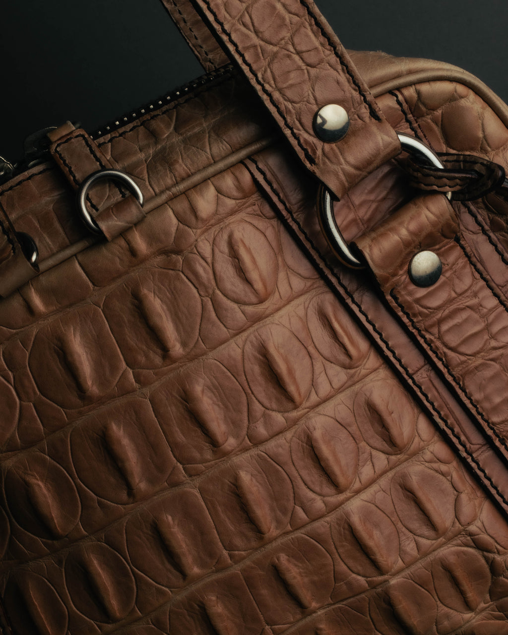 "Miu Miu" 90's-00's Croc embossed leather shoulder bag