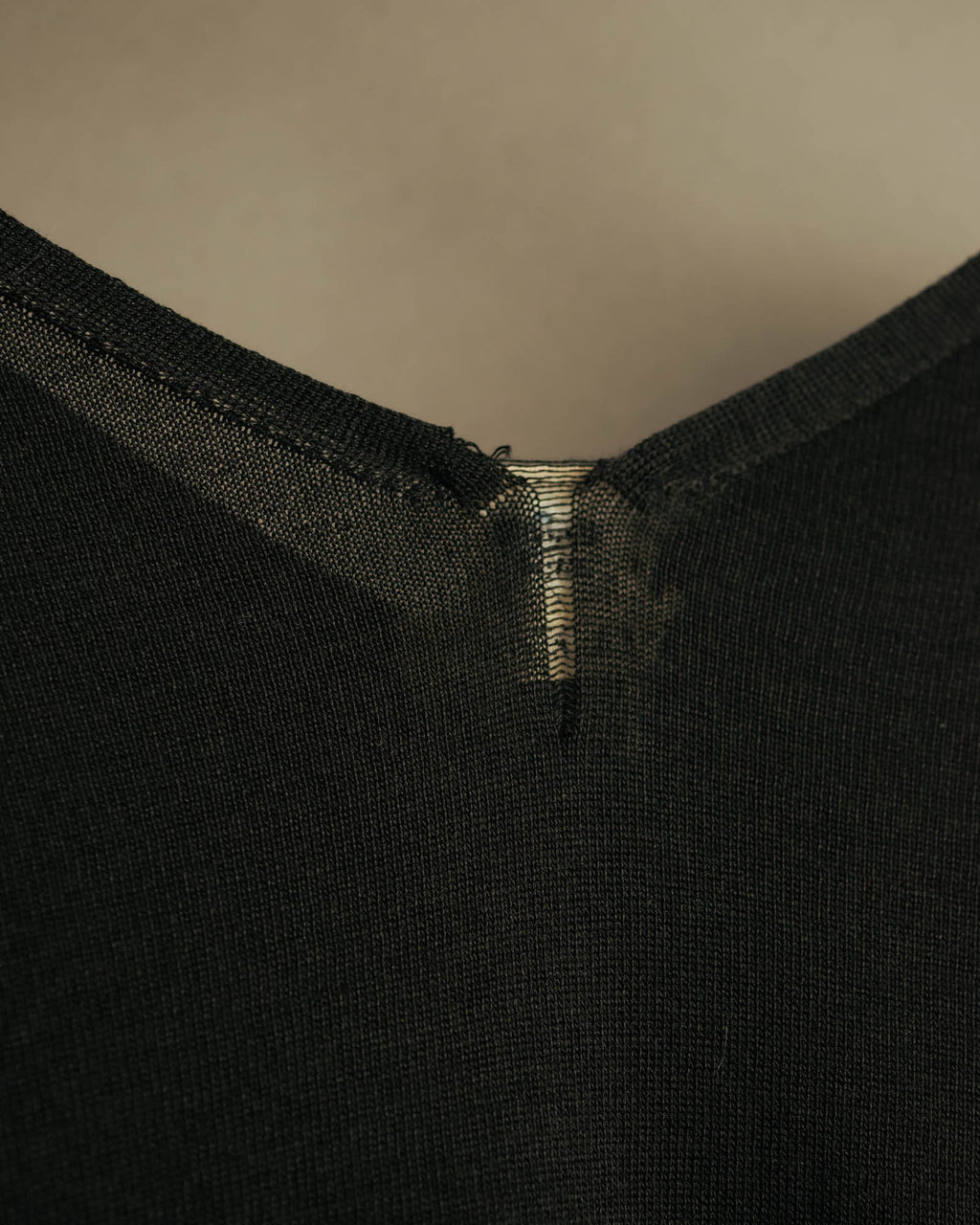 “HERMÈS” 90’s-00’s Lace panel silk cotton knit top