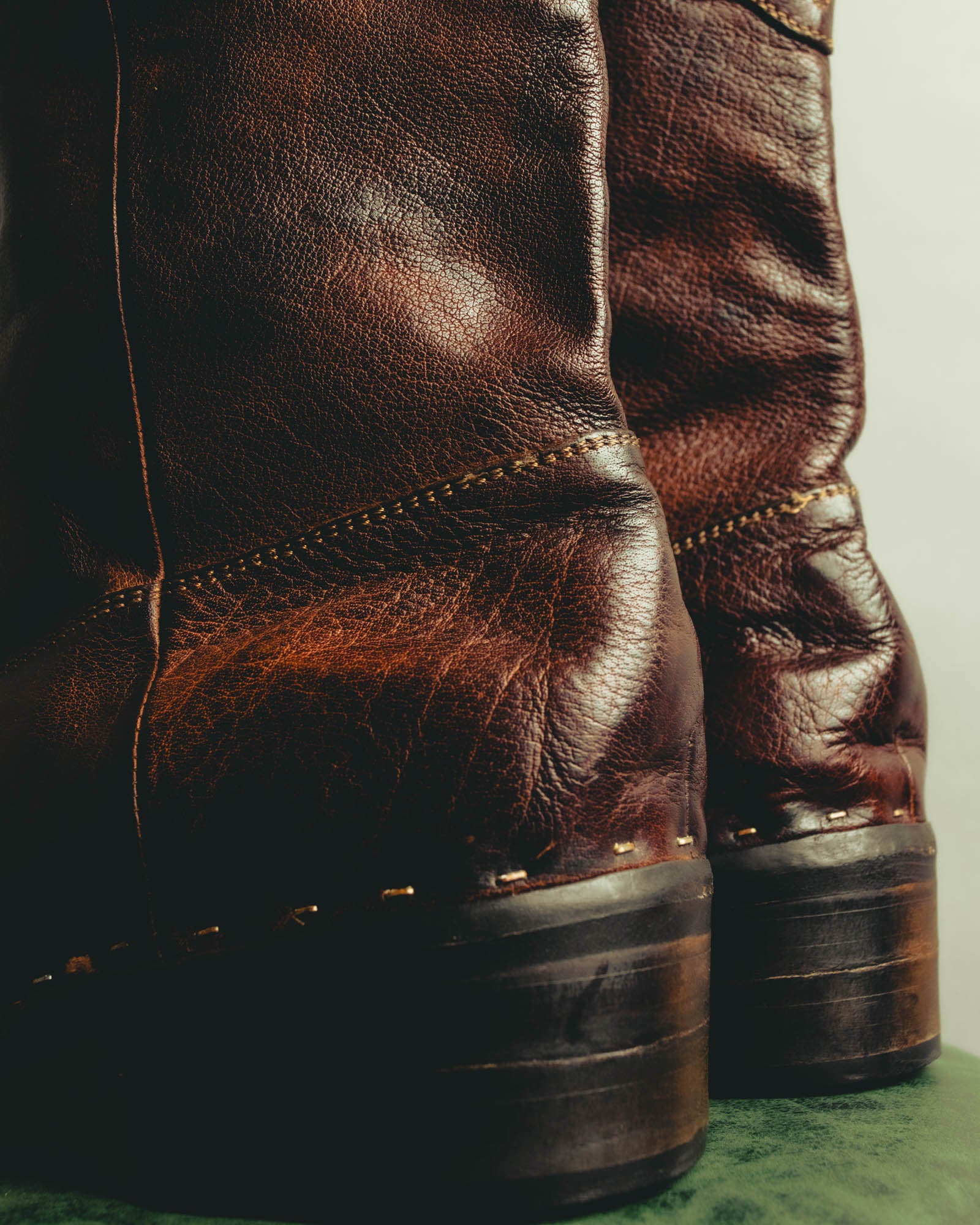 "Emporio Armani" Richly patinated leather western boots
