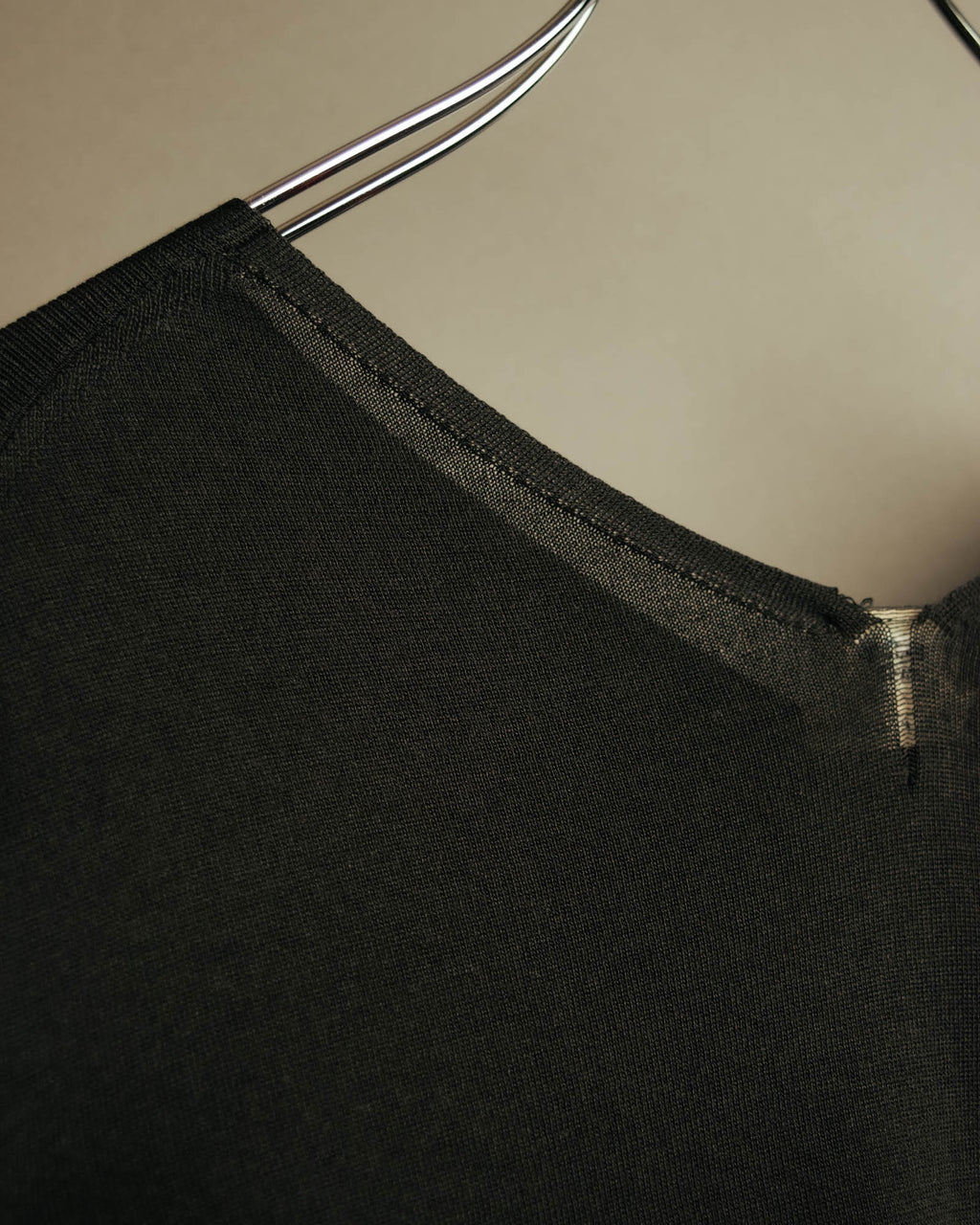 “HERMÈS” 90’s-00’s Lace panel silk cotton knit top