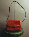 "GUCCI" 60's-70's Classic red suede leather shoulder bag
