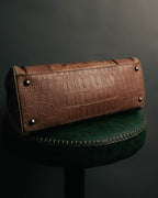 "Miu Miu" 90's-00's Croc embossed leather shoulder bag