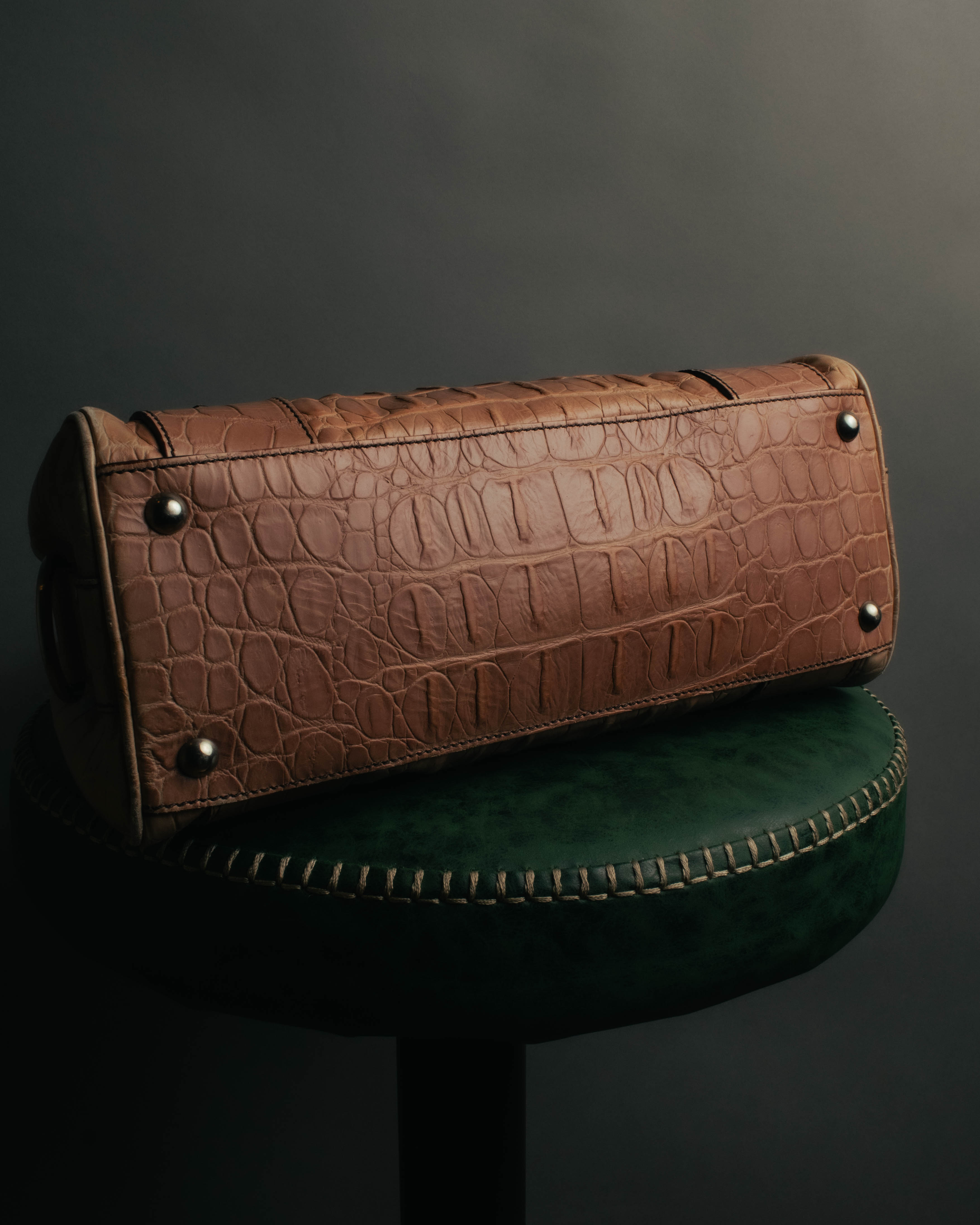"Miu Miu" 90's-00's Croc embossed leather shoulder bag