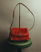 "GUCCI" 60's-70's Classic red suede leather shoulder bag
