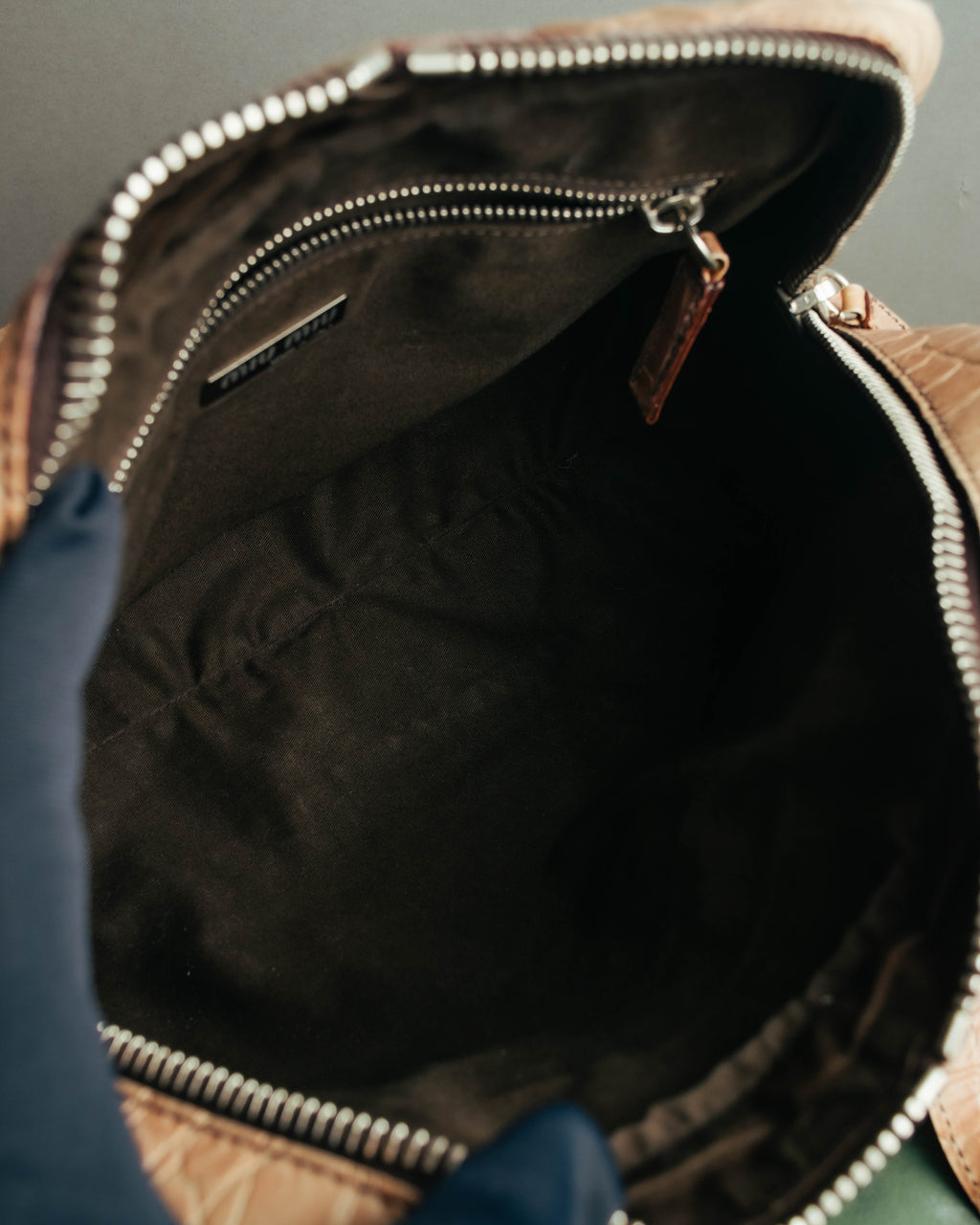 "Miu Miu" 90's-00's Croc embossed leather shoulder bag