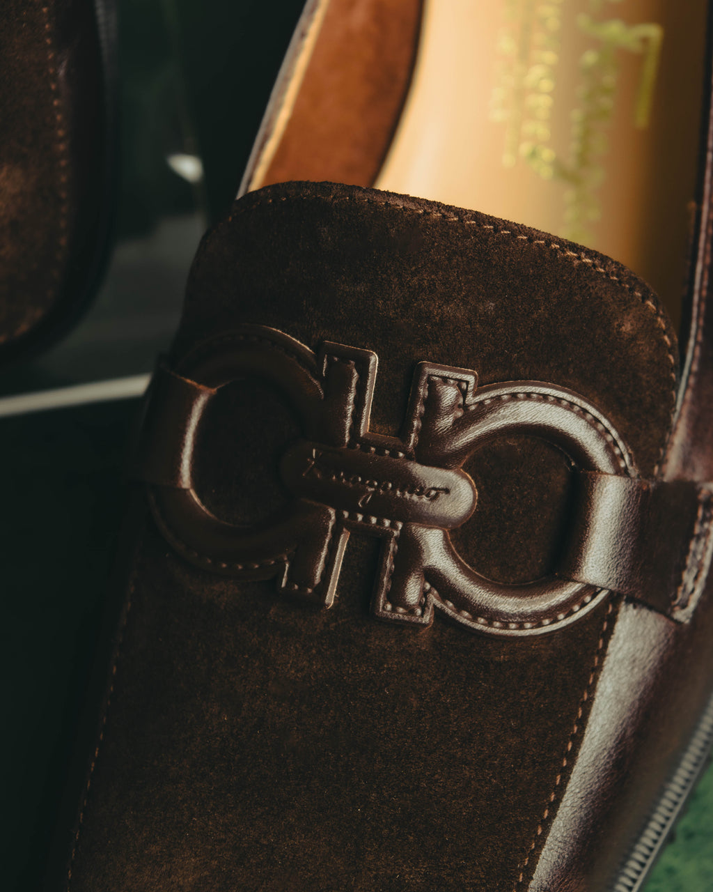 "Salvatore Ferragamo" 90's Chunky suede bit loafers