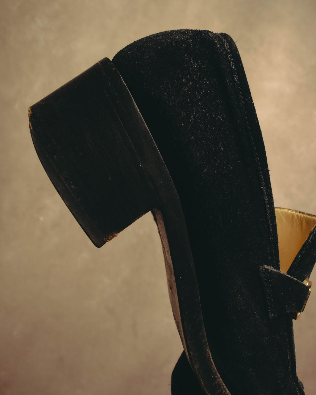 "GUCCI" 90's-00's Black suede horsebit heeled loafer