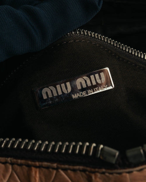 "Miu Miu" 90's-00's Croc embossed leather shoulder bag