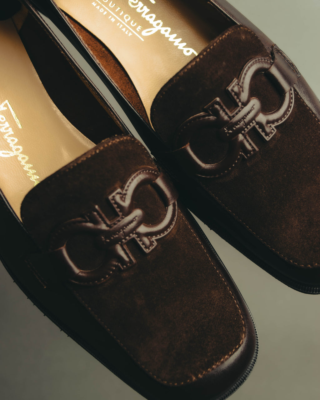 "Salvatore Ferragamo" 90's Chunky suede bit loafers