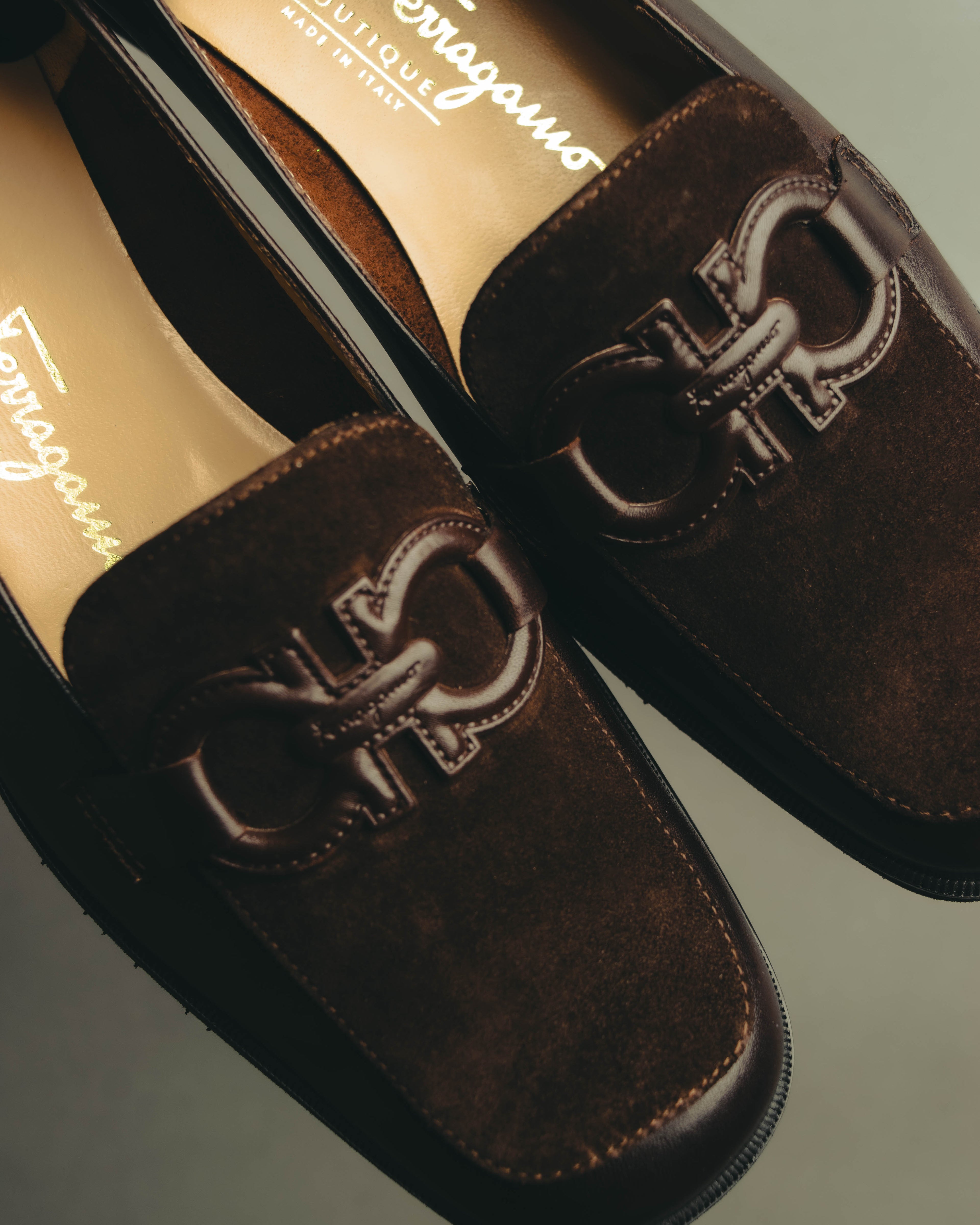 "Salvatore Ferragamo" 90's Chunky suede bit loafers