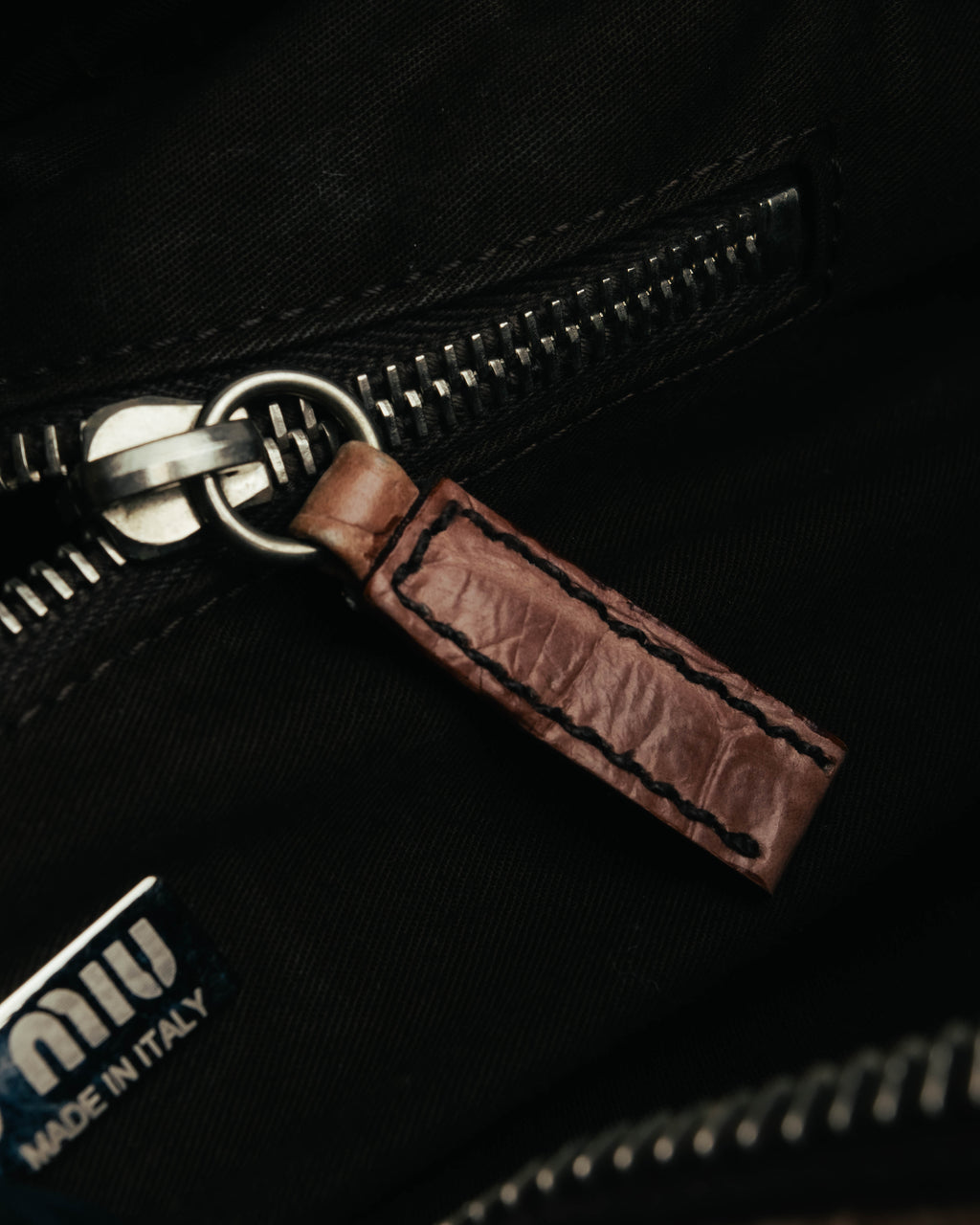 "Miu Miu" 90's-00's Croc embossed leather shoulder bag