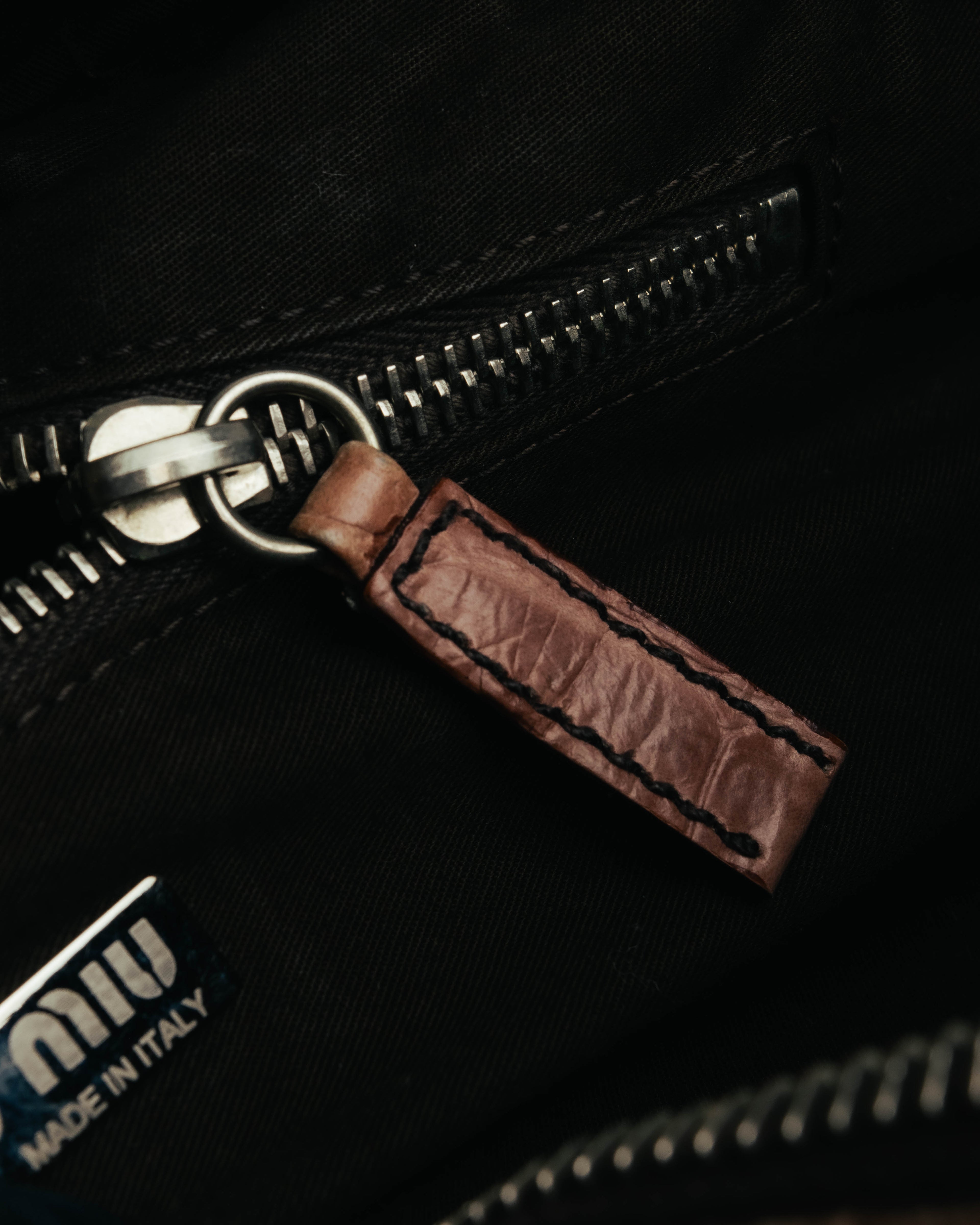 "Miu Miu" 90's-00's Croc embossed leather shoulder bag
