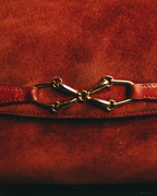 "GUCCI" 60's-70's Classic red suede leather shoulder bag