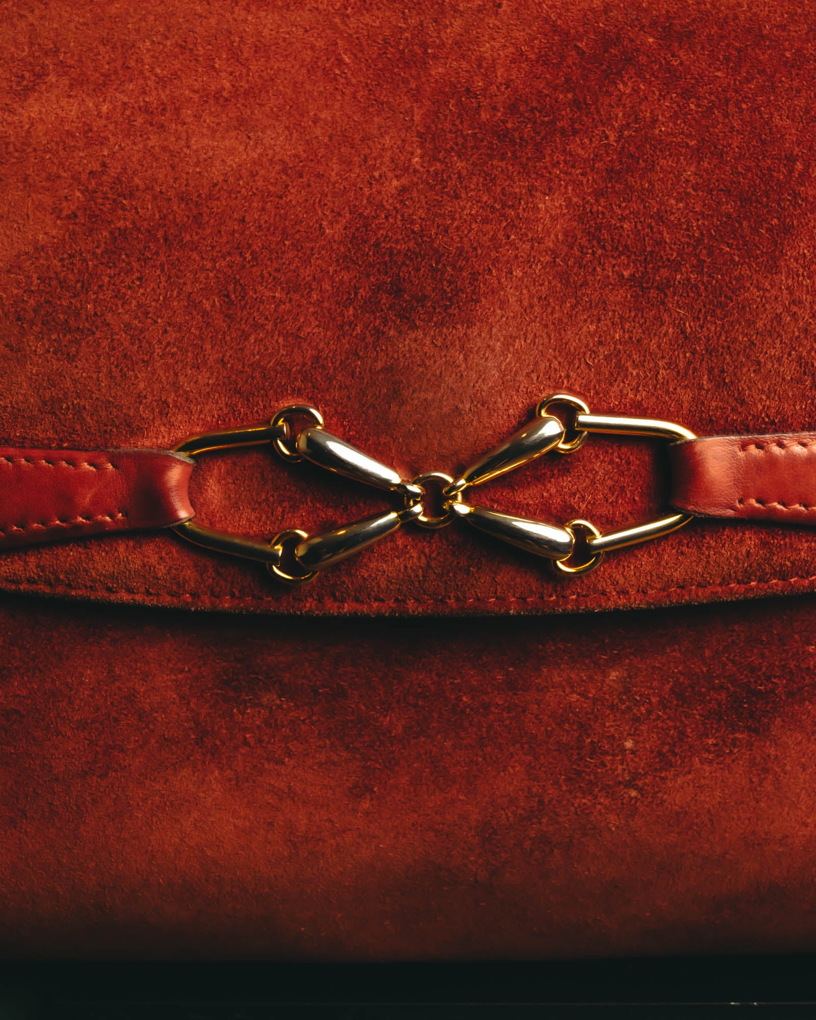 "GUCCI" 60's-70's Classic red suede leather shoulder bag