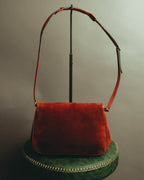 "GUCCI" 60's-70's Classic red suede leather shoulder bag