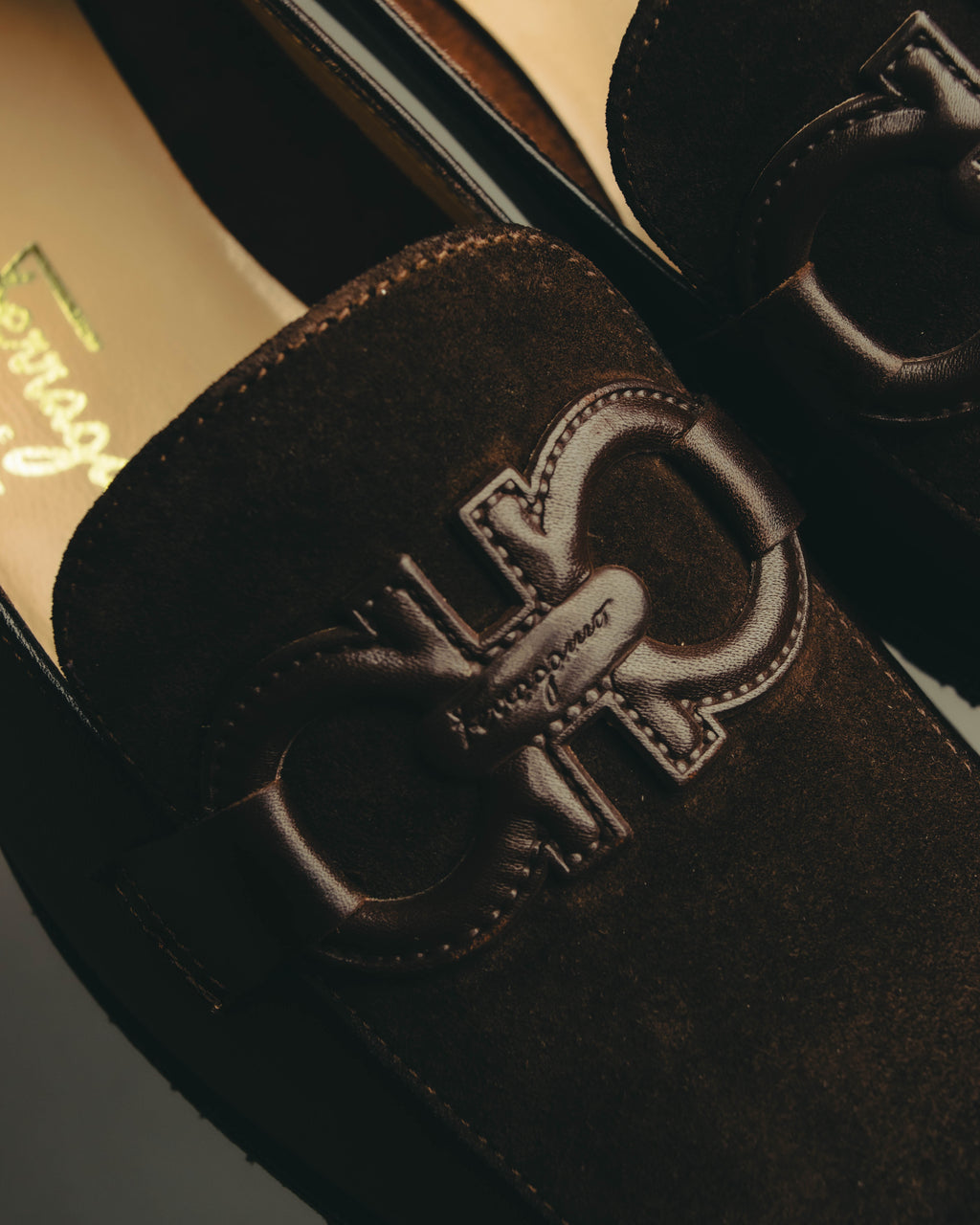 "Salvatore Ferragamo" 90's Chunky suede bit loafers