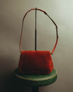 "GUCCI" 60's-70's Classic red suede leather shoulder bag