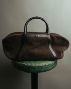 "GUCCI" 90's-00's Suede bamboo handle boston bag